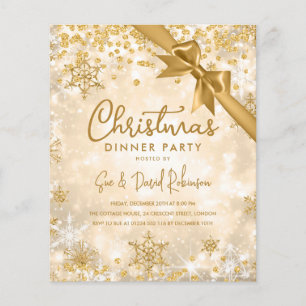 Budget Gold Glitzer Xmas Winterurlaub Einladung Flyer