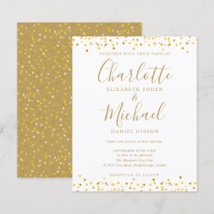 Budget Gold Hearts Konfetti Schrift Hochzeitseinla