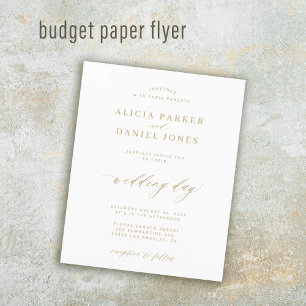 Budget Gold Kalligrafie elegante Hochzeitseinladun Flyer