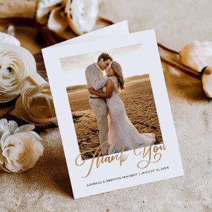 Budget Gold Kursive Schrift Hochzeit Danksagungska Dankeskarte