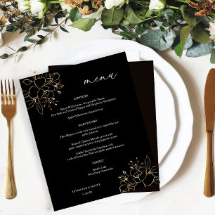 Budget Gold Lands Floral Menu - Schwarz
