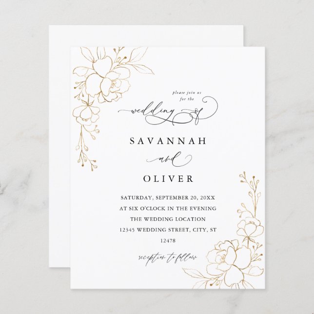 Budget Gold Lined Floral Wedding (Vorne/Hinten)