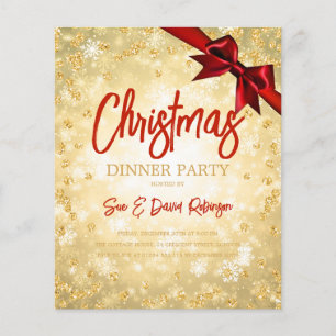 Budget Gold Red Diamonds Glitter Xmas Einladung Flyer