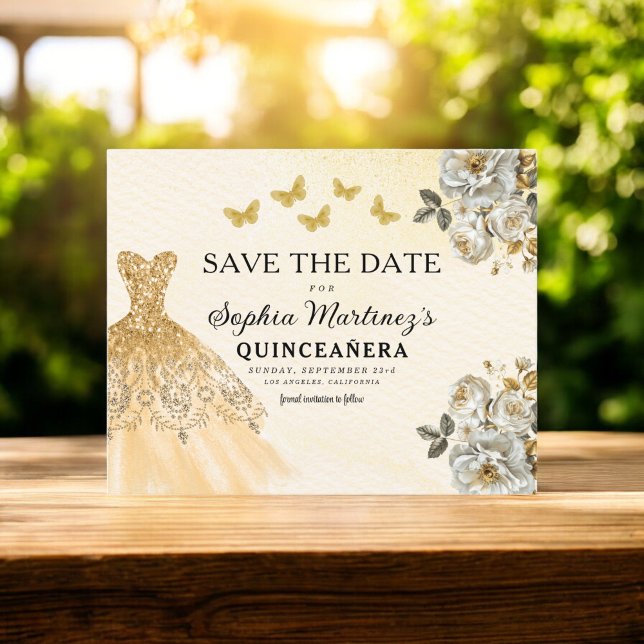 Budget Gold Save the Date Geburtstag Quinceanera (Von Creator hochgeladen)