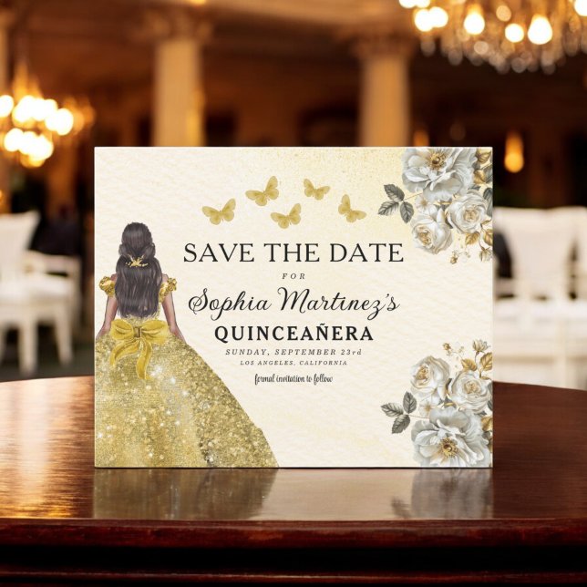 Budget Gold Save the Date Geburtstag Quinceanera Flyer (Von Creator hochgeladen)