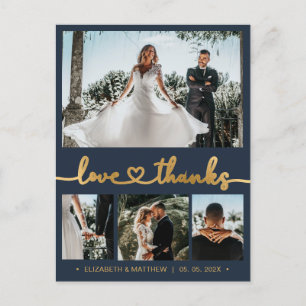 Budget Gold Script 4 Foto Hochzeit Vielen Dank Postkarte