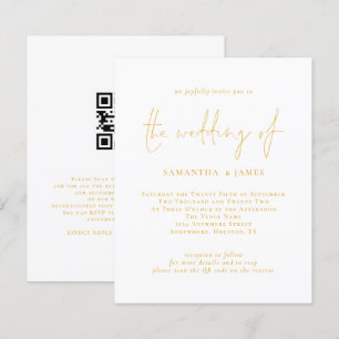 Budget Gold Script QR Code Einladung Hochzeitsfeie