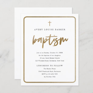Budget Gold Script religiöse Taufen Einladung