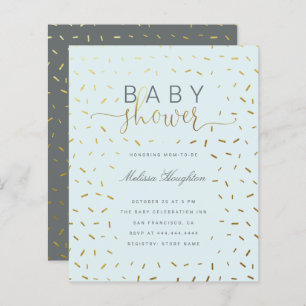 Budget Gold Sprinkle Confetti Script Baby Dusche