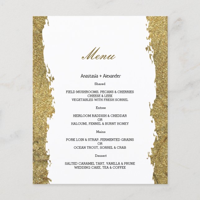 Budget Gold WEDDING MENU. Flyer (Vorne)