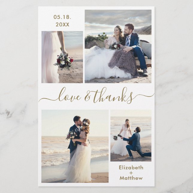 Budget Gold White Collage Hochzeit Vielen Dank Fly Flyer (Vorne)