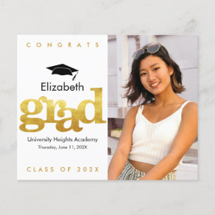 Budget Gold White Foto Cap Abschluss Einladung