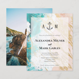 Budget Golden Beach Anchor Foto Hochzeit Einladung