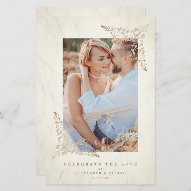 Budget Golden Lace Ornament Blüh Foto Couple  (Vorne/Hinten)