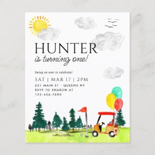 Budget Golf Cart Country Club Balloon Kind Geburts Flyer