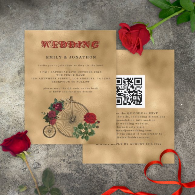 BUDGET Goth Steampunk Bicycle QR Wedding Invite (Von Creator hochgeladen)