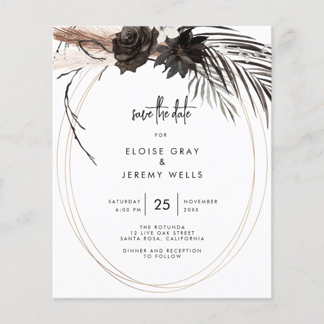 BUDGET Gothic Boho Save the Date Flyer (Vorne)