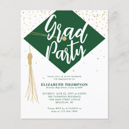 Budget GRAD Cap Green Gold Graduation Party Einlad