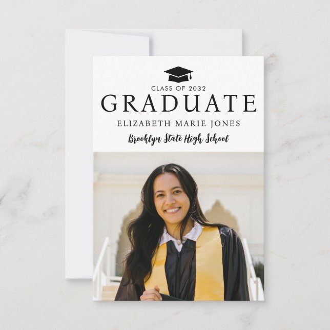 Budget GRADUATE Grad Cap Foto Abschluss Card Mitteilungskarte (Vorderseite)