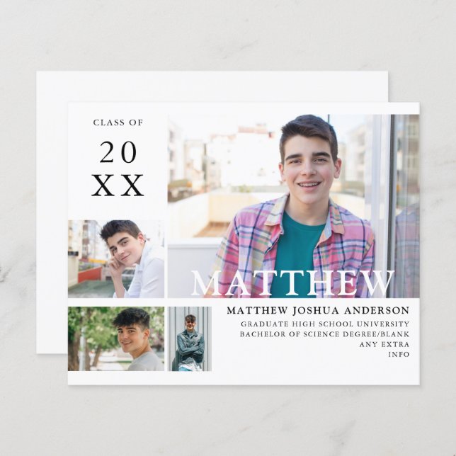 Budget Graduate Modern Stylish 4 Foto Announ 2 (Vorne/Hinten)