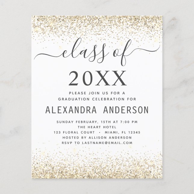 Budget Graduation Party Gold Class of 2023 Flyer (Vorne)