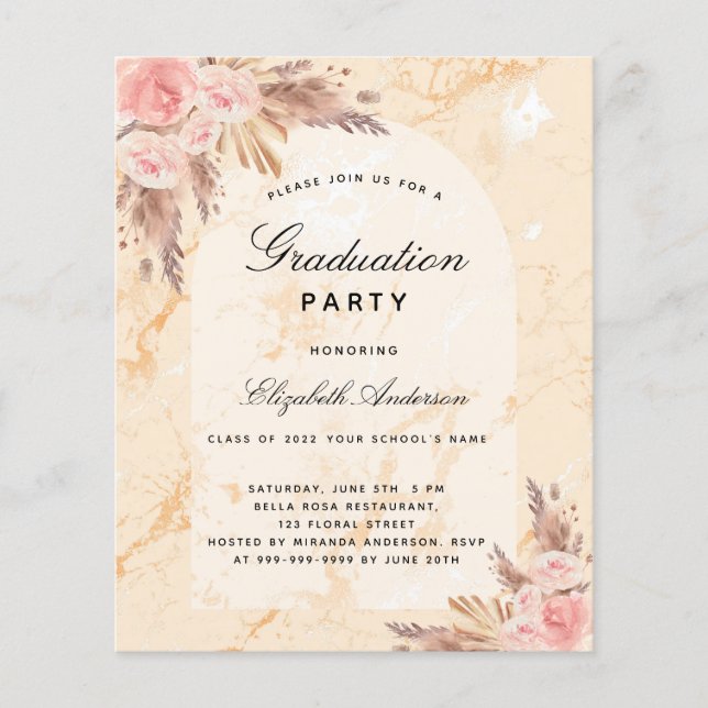 Budget Graduation Party pampas gras marle 2025 (Vorderseite)