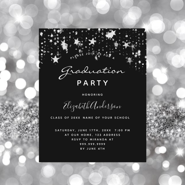 Budget Graduierungsparty Schwarz-weiß Sterne 2025 (Von Creator hochgeladen)