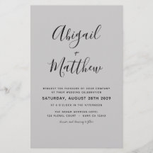 Budget Gray Moderne Elegante Hochzeitseinladung