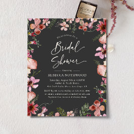 Budget Gray Pink Florals Bridal Dusche Einladung