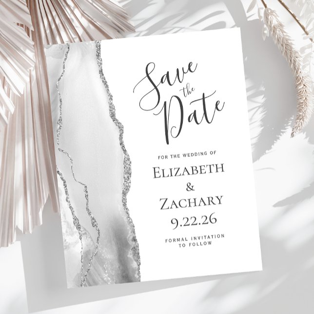Budget Gray Silver Agate Save the Date (Von Creator hochgeladen)