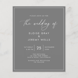 Budget Gray Wedding Einladung Flyer