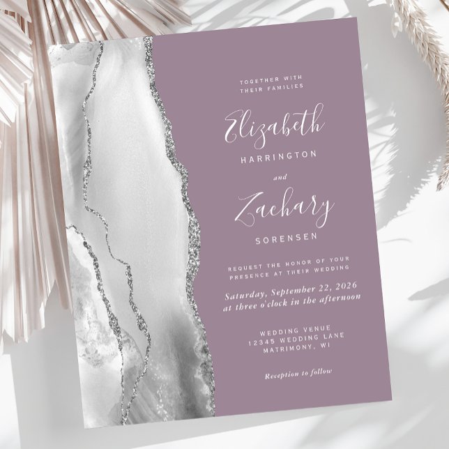 Budget Gray White Silver Agate Mauve Wedding (Von Creator hochgeladen)