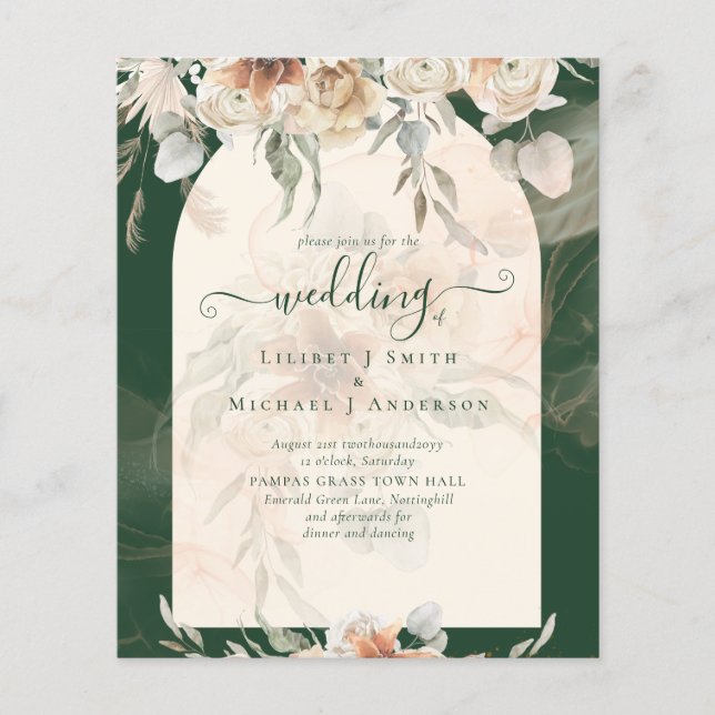 BUDGET Green BOHO Terracotta Florenz Hochzeit Flyer (Vorne)