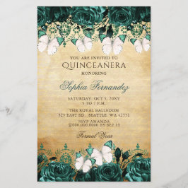 Budget Green Butterfly Quinceañera Einladung