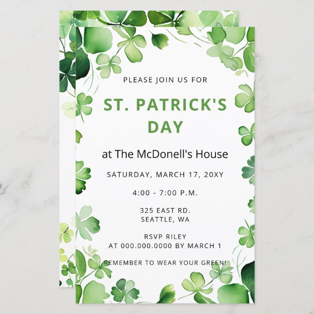 Budget Green Clover Kleeblatt St Patricks Day (Vorne/Hinten)