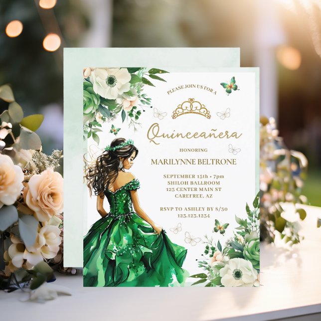 Budget Green Floral Dress Butterfly Quinceañera (Von Creator hochgeladen)