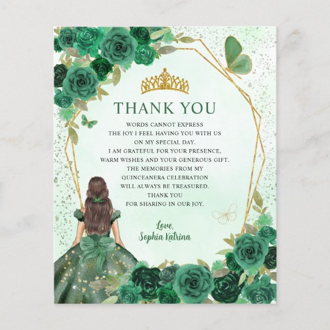 Budget Green Floral Princess Quinceañera Vielen Da (Vorderseite)
