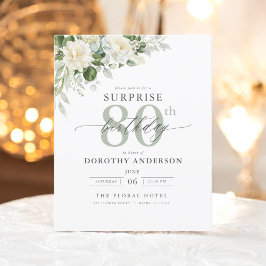 Budget Green Floral Überraschung Geburtstagseinlad