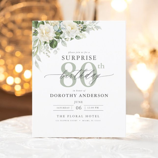 Budget Green Floral Überraschung Geburtstagseinlad (Von Creator hochgeladen)