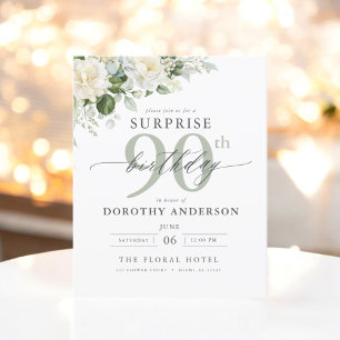 Budget Green Floral Überraschung Geburtstagseinlad Flyer