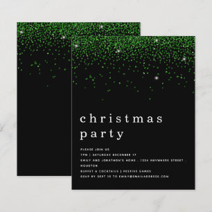 Budget Green Glitzer Weihnachts-Party Black Invite