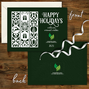 Budget Green Modern Minimal Corporate Holiday Card Mitteilungskarte
