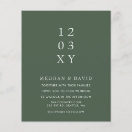 Budget Green Modern Wedding Einladung