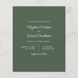 Budget Green Modern Wedding Einladung