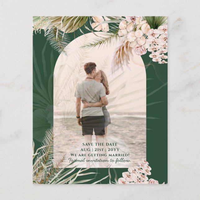 BUDGET Green Pampas Grass FOTO Wedding MATTE Flyer (Vorne)