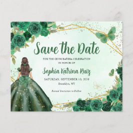 Budget Green Princess Quinceañera Save the Date