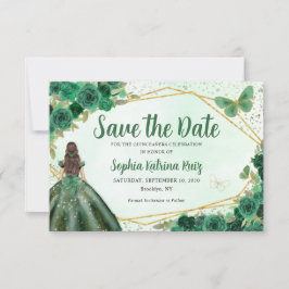 Budget Green Princess Quinceañera Save the Date Mitteilungskarte