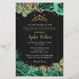 Budget Green Rose Gold Quinceañera Einladung