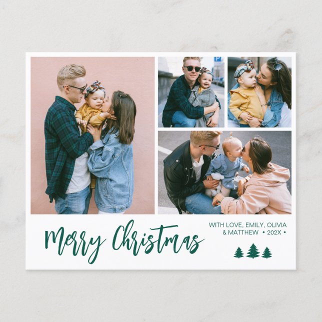 Budget Green Script Collage Pine Weihnachtsfeierta Flyer (Vorne)