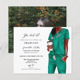 Budget Green Scrubs Nurse Foto Abschluss einladen
